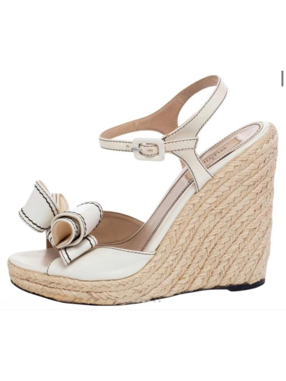 EUC Valentino White Leather Bow Espadrille Wedges Size 40/9-9.5-10 - Picture 2 of 7